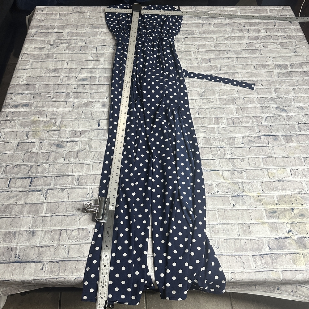 EUC One Clothing Los Angeles Navy Polka Dot Jumpsuit Size XS - Picture 13 of 14